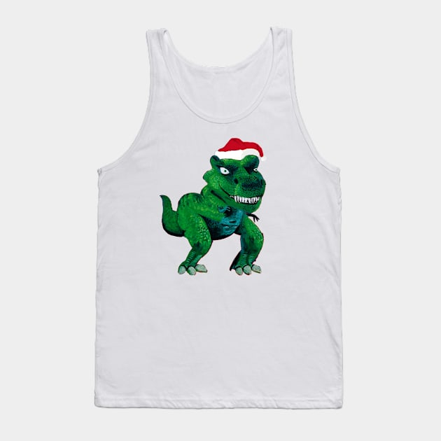 T Rex Santa Tank Top by SPINADELIC